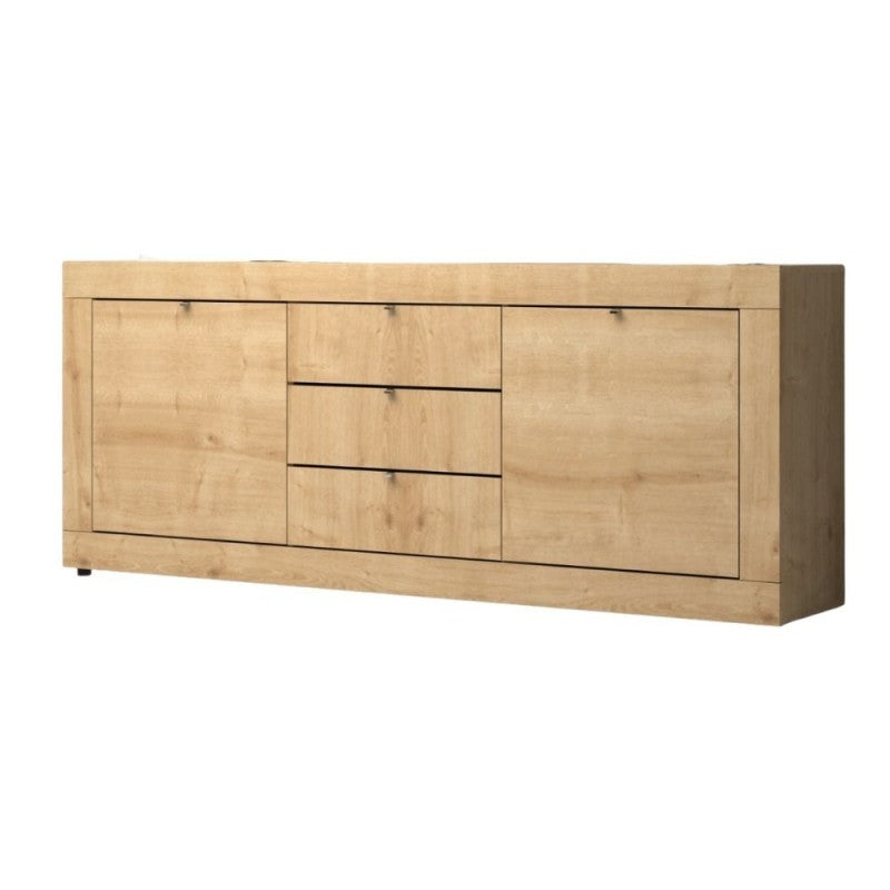 Buffet avec deux portes et trois tiroirs OCEAN Chêne 210x45x h85 cm