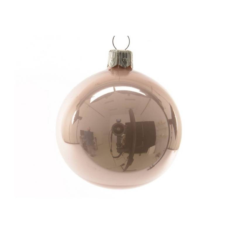 Boule de Noël en verre rose brillant 15 cm