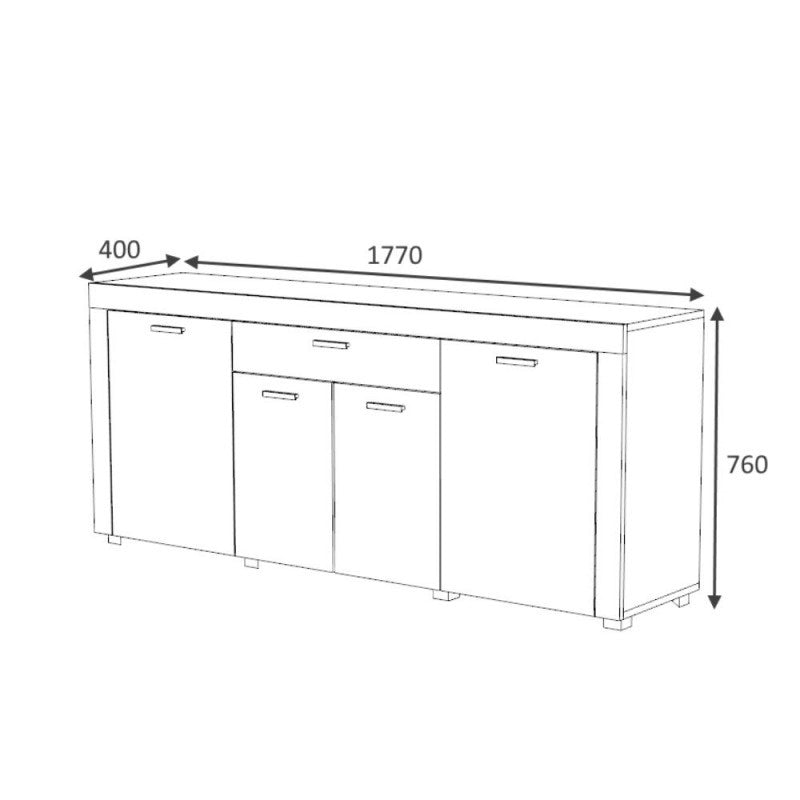 Buffet avec quatre portes et un tiroir Chêne FIESTA 177x40x h76 cm