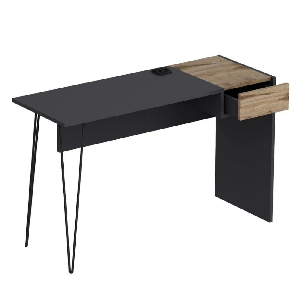 Bureau Candy noyer anthracite ports usb 121x45