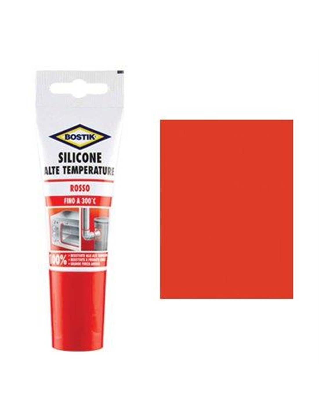 Tube en silicone rouge Bostik haute résistance à la chaleur de 60 ml.