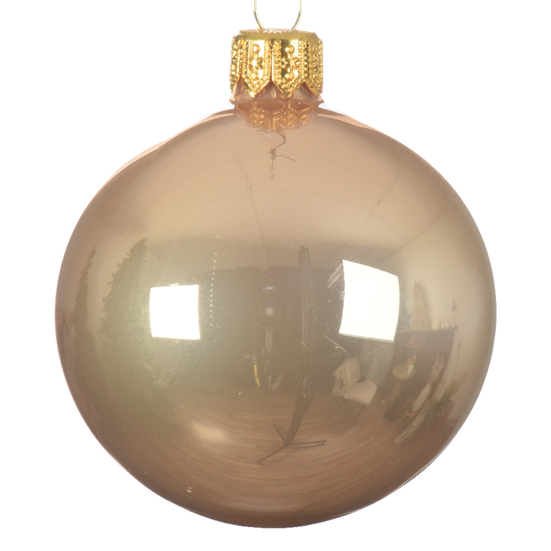 Boule de Noël caramel brillant Ø8 cm