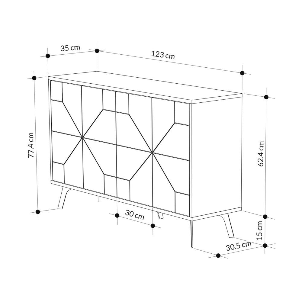 Buffet Dune 2 portes gris tourterelle 123 cm