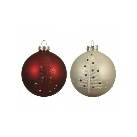 Boule de Noël en verre assortie 8 cm, 1 pièce