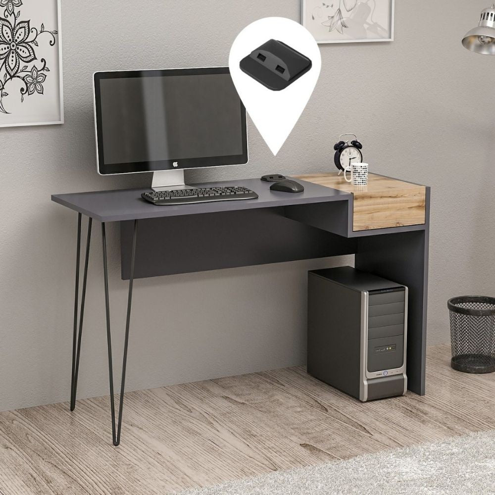 Bureau Candy noyer anthracite ports usb 121x45