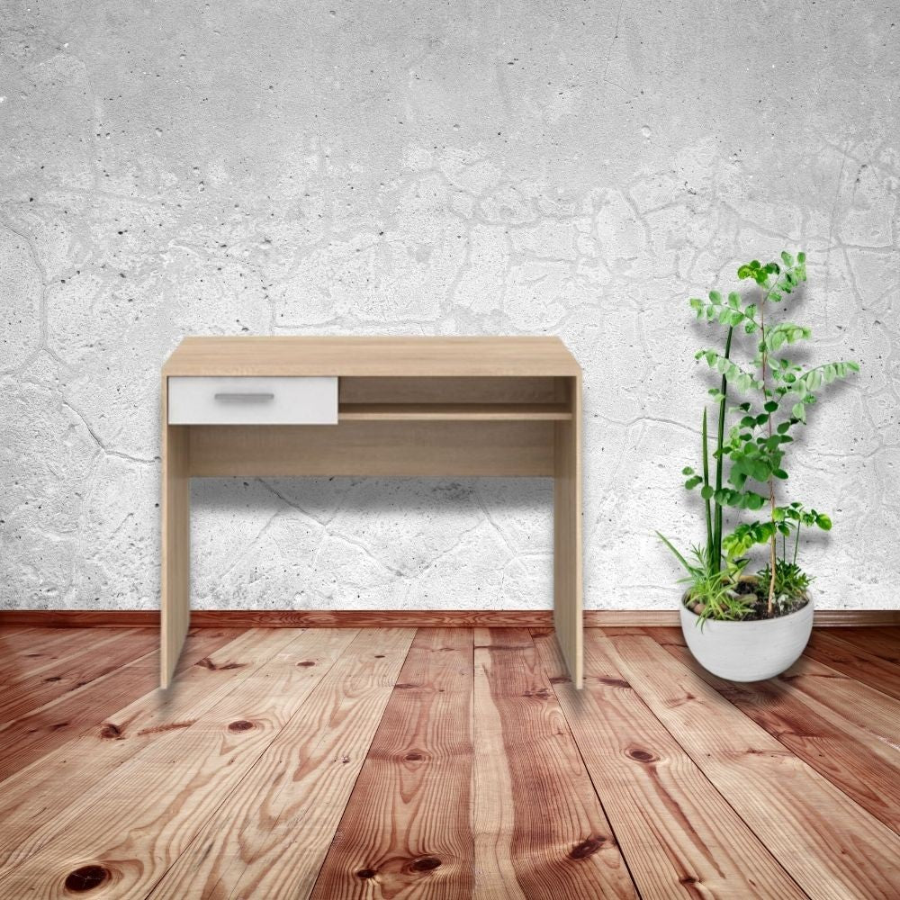 Bureau avec tiroir Nepo chêne blanc 100 cm.