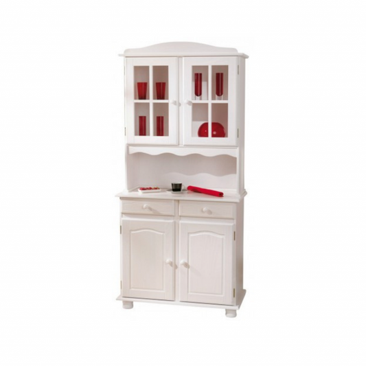 Buffet 2 portes plus 2 tiroirs en bois massif blanc