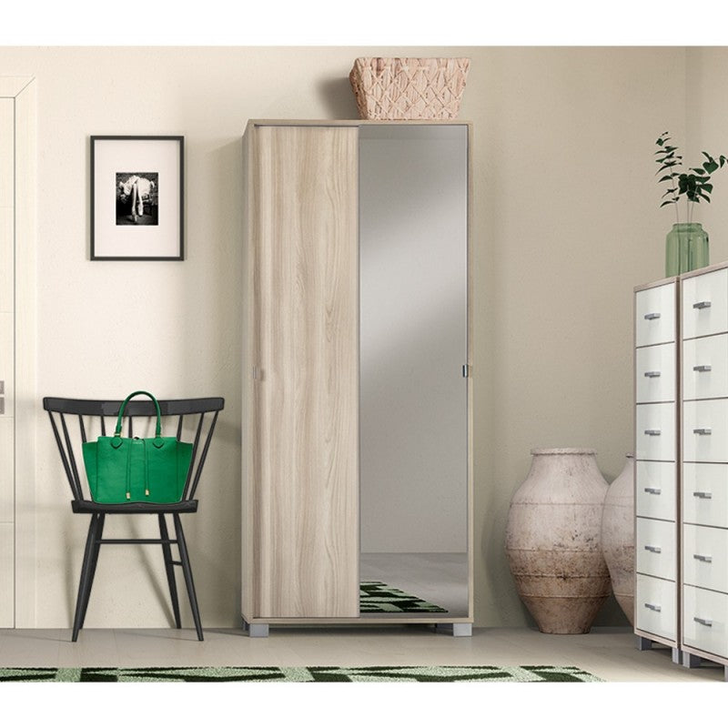 Armoire polyvalente à deux portes coulissantes avec miroir lumineux Olmo 82x41x h190 cm