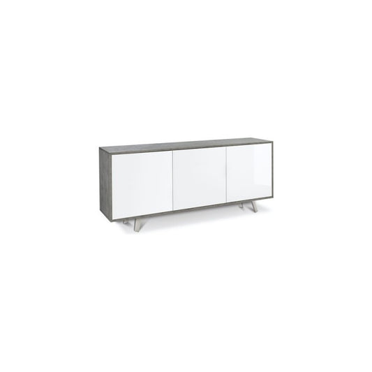 Buffet trois portes en ciment blanc brillant 177x41x h74 cm