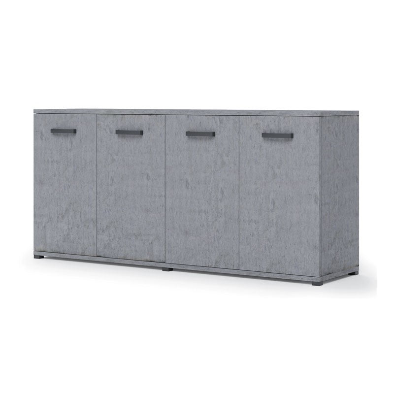 Meuble de salon polyvalent gris ciment en bois mélaminé 180x80x45 cm