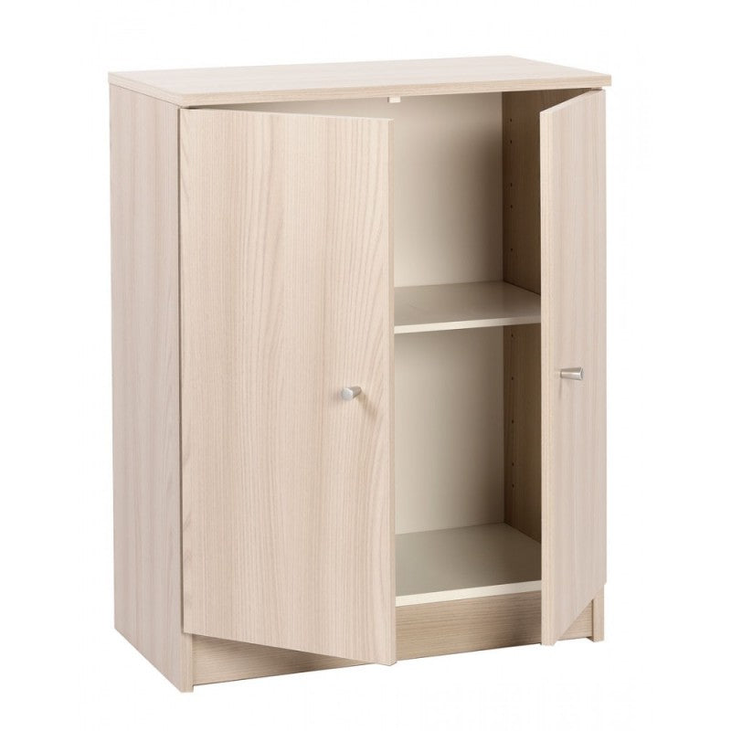 Armoire basse polyvalente à deux portes en Light Olmo 62x34x h80 cm