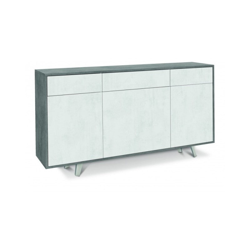 Buffet avec trois portes et trois tiroirs en Ciment Oxy Blanc 164x41x h92 cm