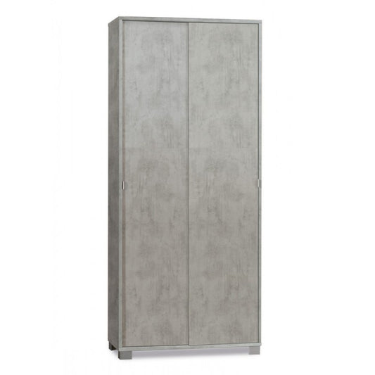 Armoire polyvalente à deux portes coulissantes avec étagères Beton Cemento 82x41x h190 cm