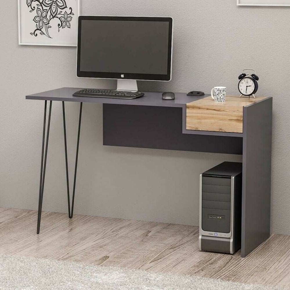 Bureau Candy noyer anthracite ports usb 121x45