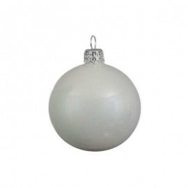 Boule de Noël en verre émaillé blanc 15 cm