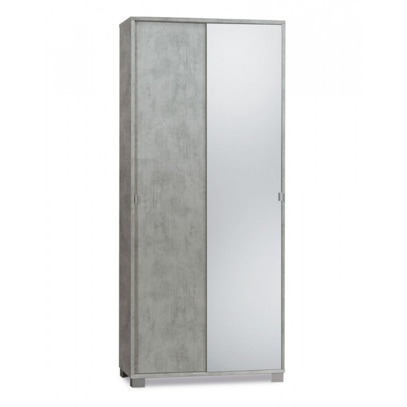 Armoire polyvalente à deux portes coulissantes avec miroir Beton Cemento 82x41x h190 cm