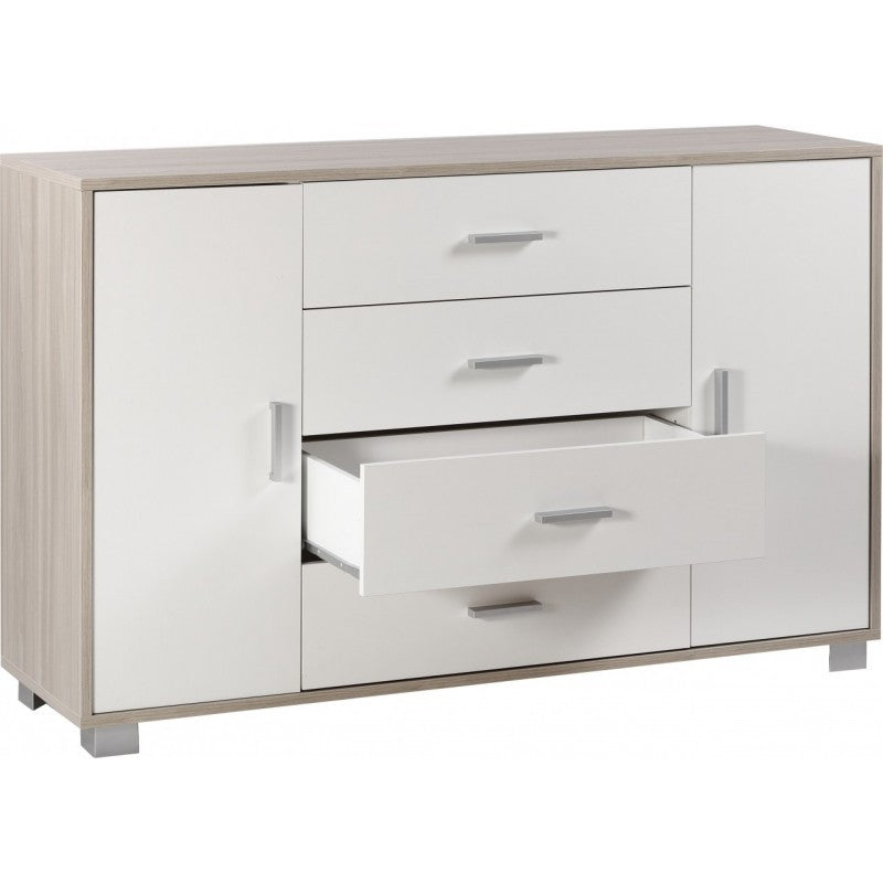 Buffet deux portes et quatre tiroirs Olmo blanc 136x41x h86 cm