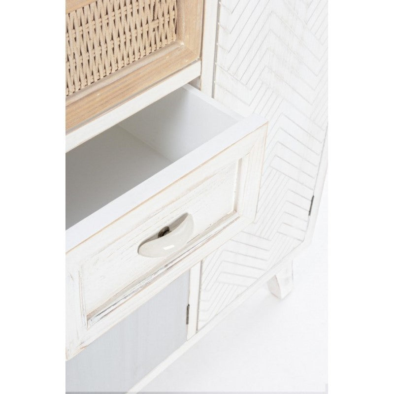 Buffet 3 portes 2 tiroirs en bois blanc CLOTILDE 87x36x h80 cm