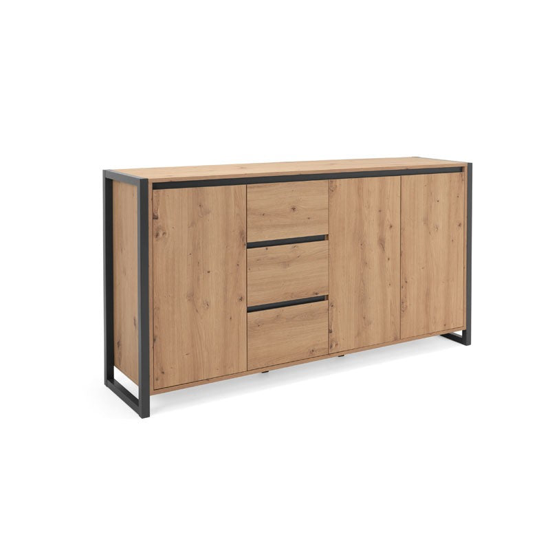 Buffet moderne en chêne avec tiroirs de style urbain 160 x 40 x 88 h cm