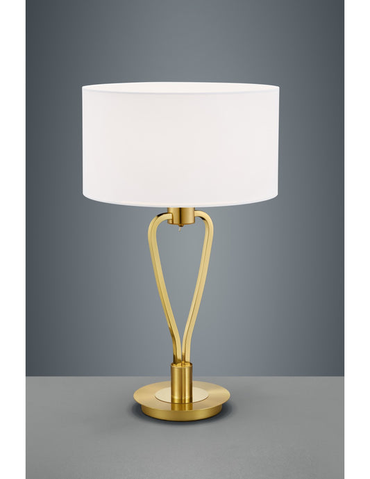 Lampe de Table Paris II en Laiton avec Abat-Jour Blanc Trio Lighting