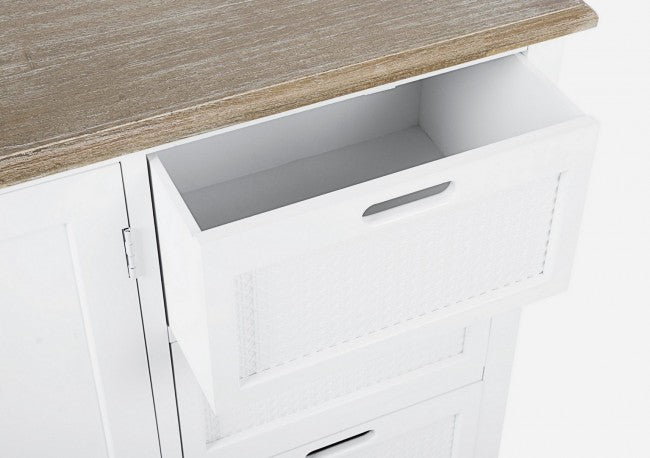 Buffet en MDF blanc avec deux portes et trois tiroirs DOROTEA 123x40x h82 cm