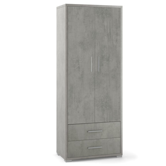 Armoire polyvalente avec deux portes et deux tiroirs Beton Cemento 71x41x h182 cm