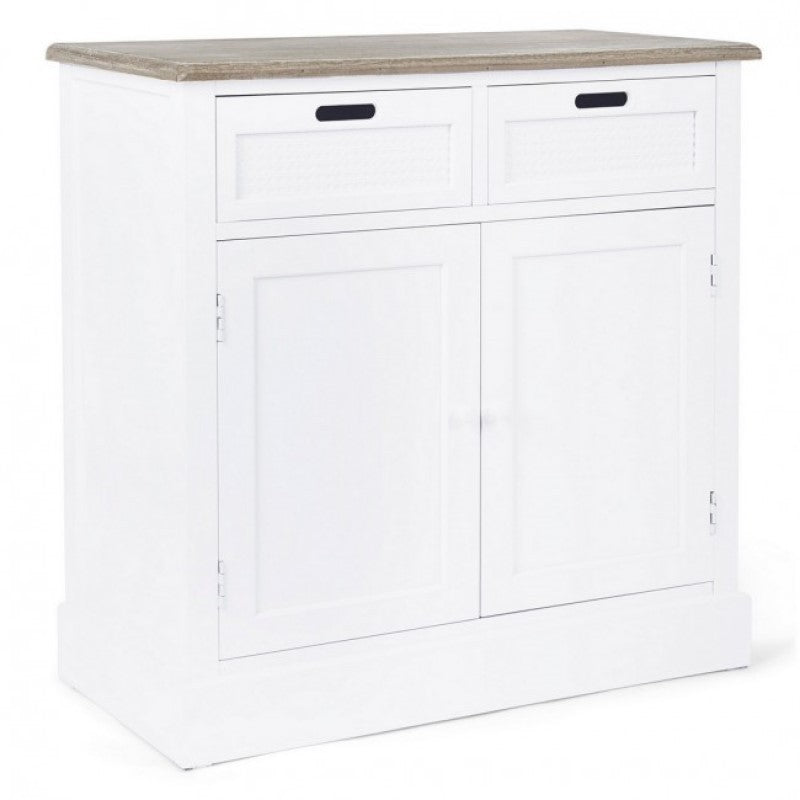 Buffet en MDF blanc avec deux portes et deux tiroirs DOROTEA 84x39,5x h85 cm