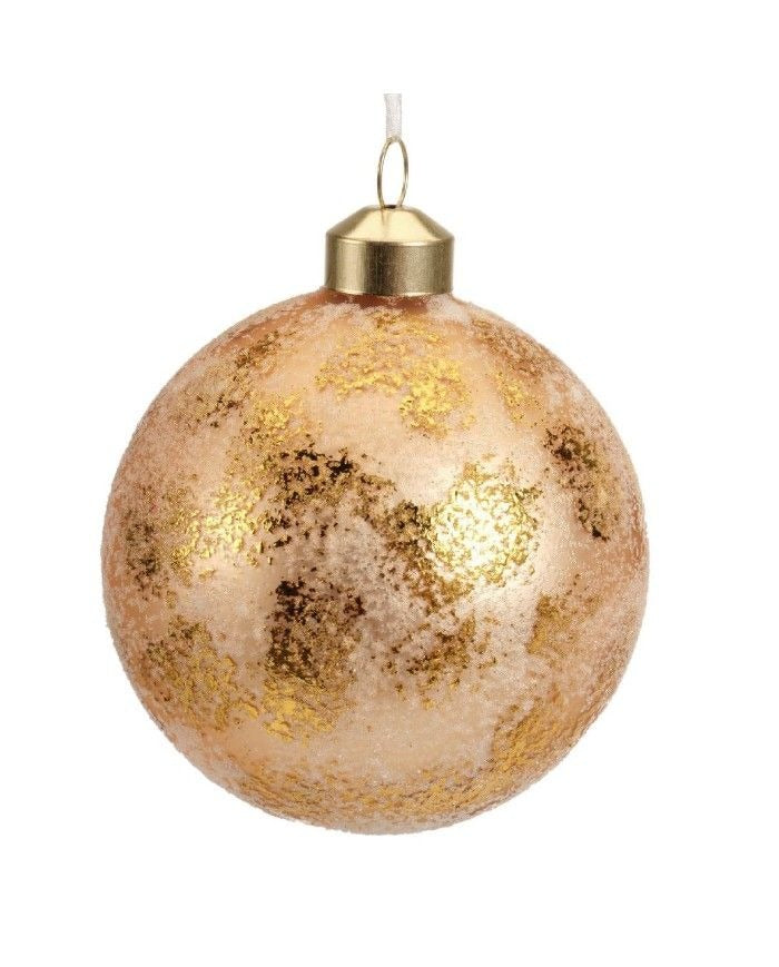 Boule de Noël assortie en verre marron doré, 1 pièce, diam 8