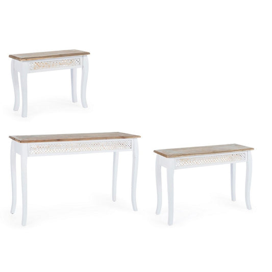 Ensemble de 3 consoles en bois blanc de style classique