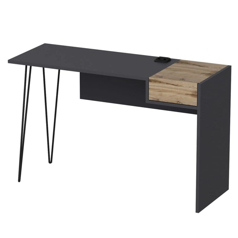 Bureau Candy noyer anthracite ports usb 121x45