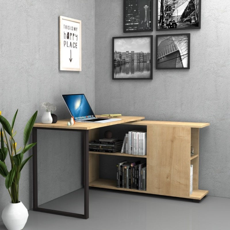 Bureau avec bibliothèque réversible Chêne OSLO 120x60x h74 cm