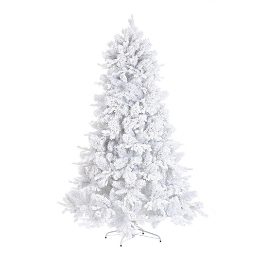 Sapin de Noël Alberg blanc neige H 210 x Ø130 cm