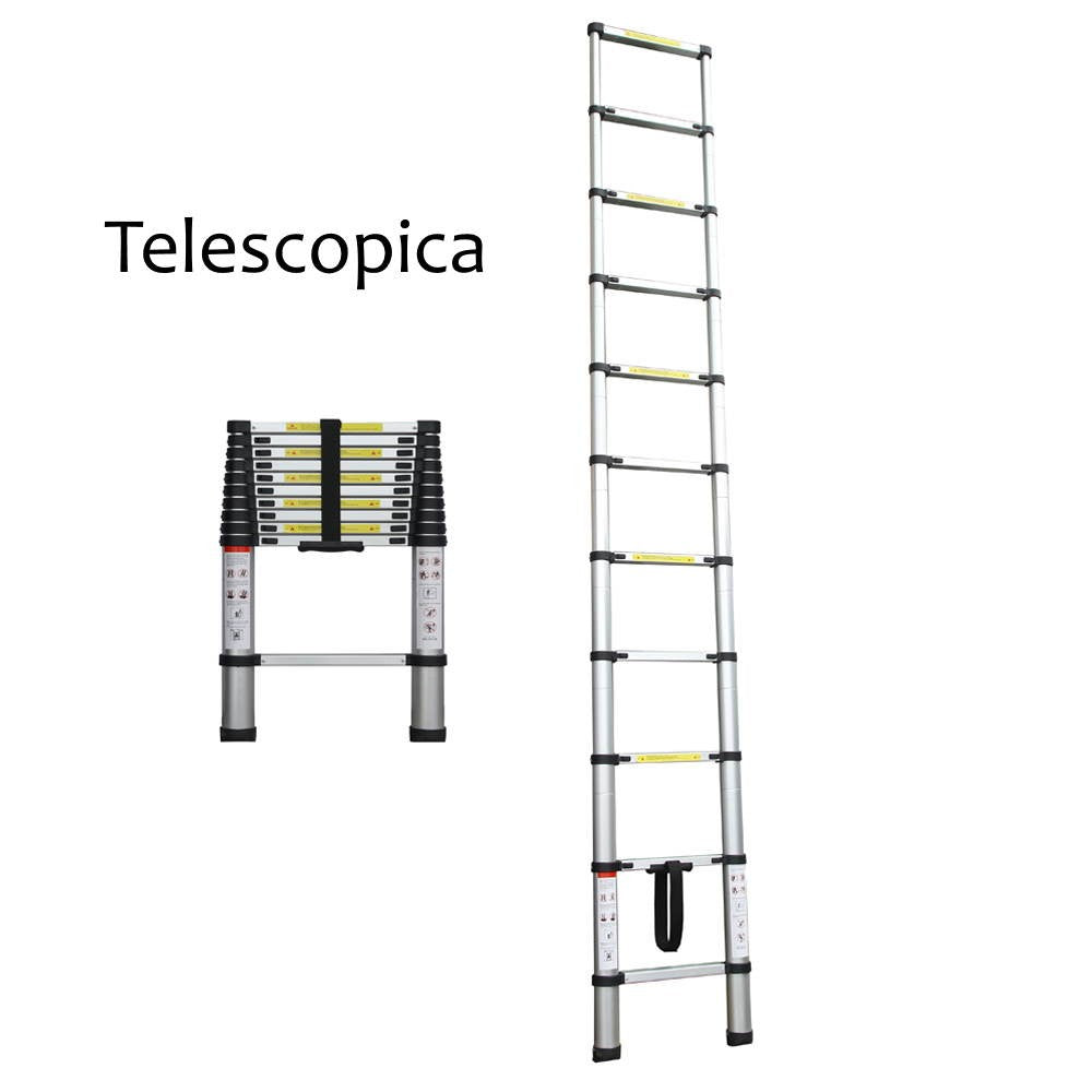 ÉCHELLE TÉLESCOPIQUE 10 MARCHES EN ALUMINIUM.