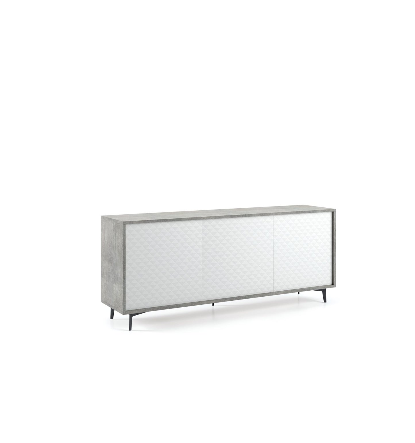 Buffet avec Structure en Ciment et Portes Dama Blanc.Ouverture Push en Portes DAMA Blanc Ciment