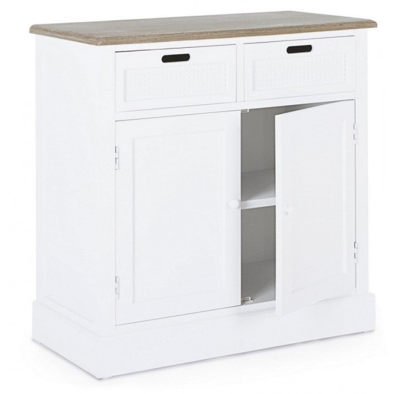 Buffet en MDF blanc avec deux portes et deux tiroirs DOROTEA 84x39,5x h85 cm