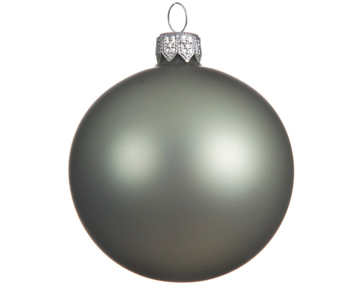 Décoration de sapin de Noël, boule en verre opaque vert clair, 8 cm.