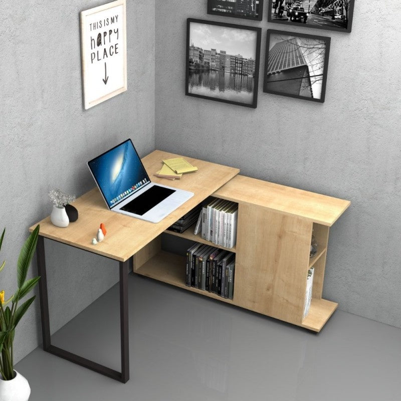 Bureau avec bibliothèque réversible Chêne OSLO 120x60x h74 cm