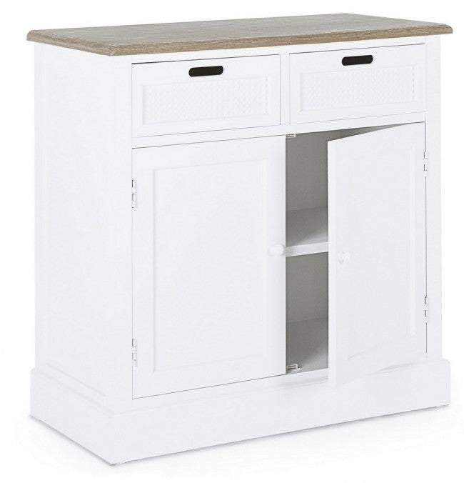 Buffet en MDF blanc avec deux portes et deux tiroirs DOROTEA 84x39,5x h85 cm