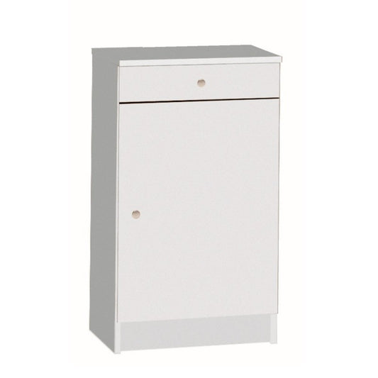 Armoire basse polyvalente avec une porte et un tiroir Blanc 46x34x h80 cm