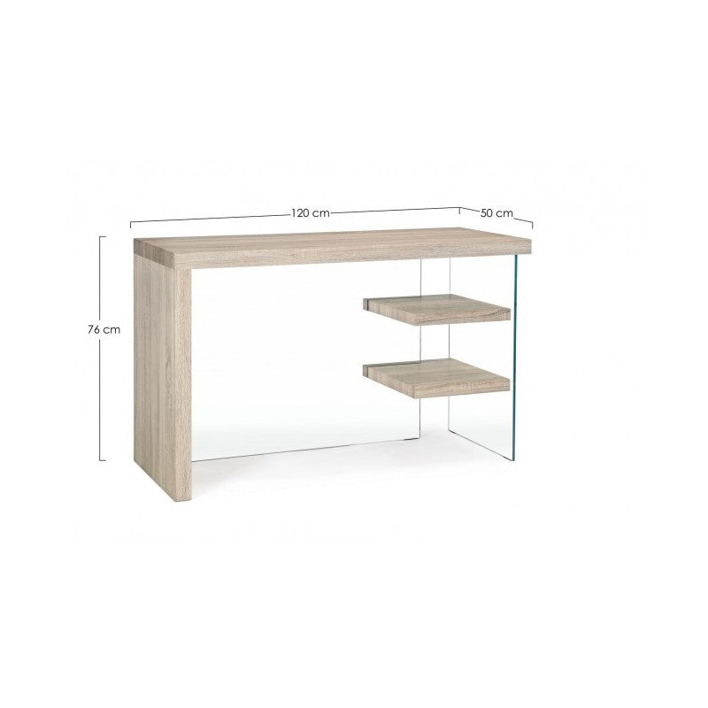 Bureau Bilbao en bois et verre trempé 120x50x76h cm