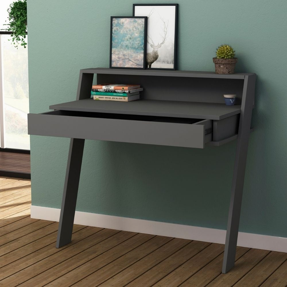 Bureau mural Cowork anthracite avec tiroir 94 cm.