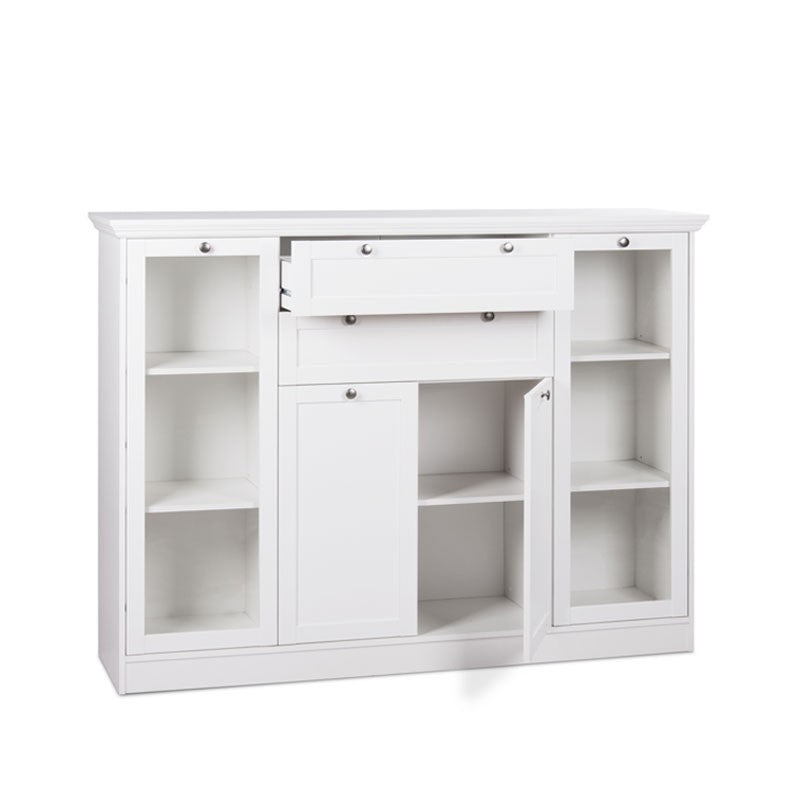 Mobile credenza con vetrina 4 ante 2 casssetti bianco 160x40xh.120cm EFFEZ