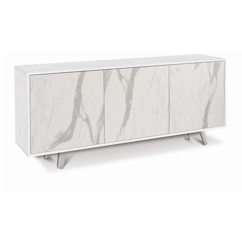 Buffet trois portes en marbre Ossido blanc 177x41x h74 cm