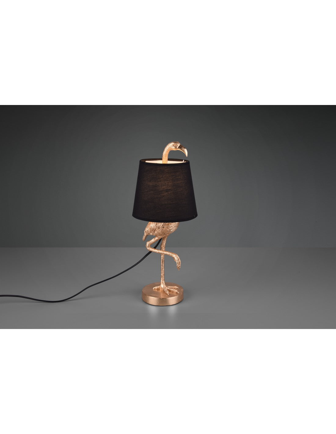 Lampe Déco Flamant Doré et Abat-Jour Noir Lola Trio Lighting