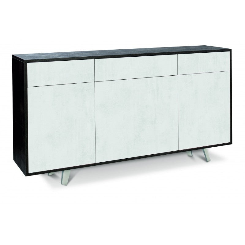 Buffet 3 portes 3 tiroirs Noir Blanc Ossido 164x41x h92 cm