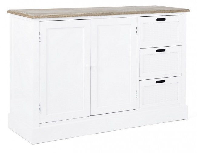 Buffet en MDF blanc avec deux portes et trois tiroirs DOROTEA 123x40x h82 cm