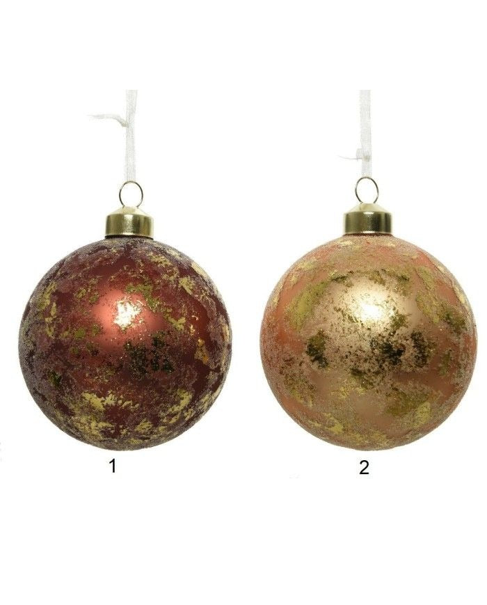 Boule de Noël assortie en verre marron doré, 1 pièce, diam 8