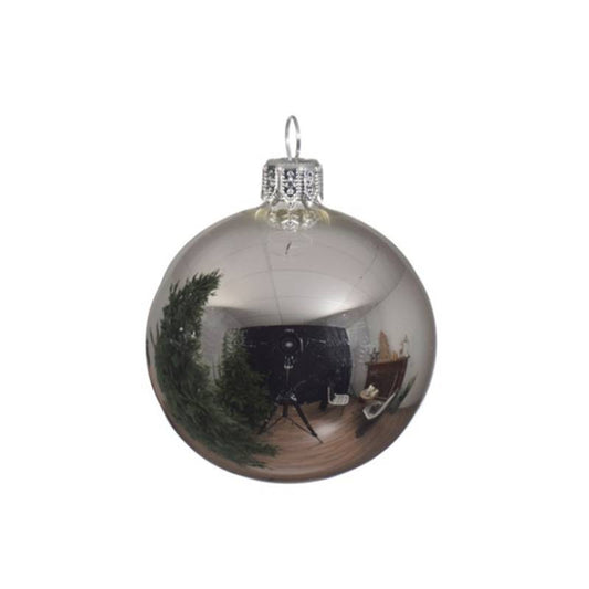 Boule de Noël en verre argenté brillant 8 cm