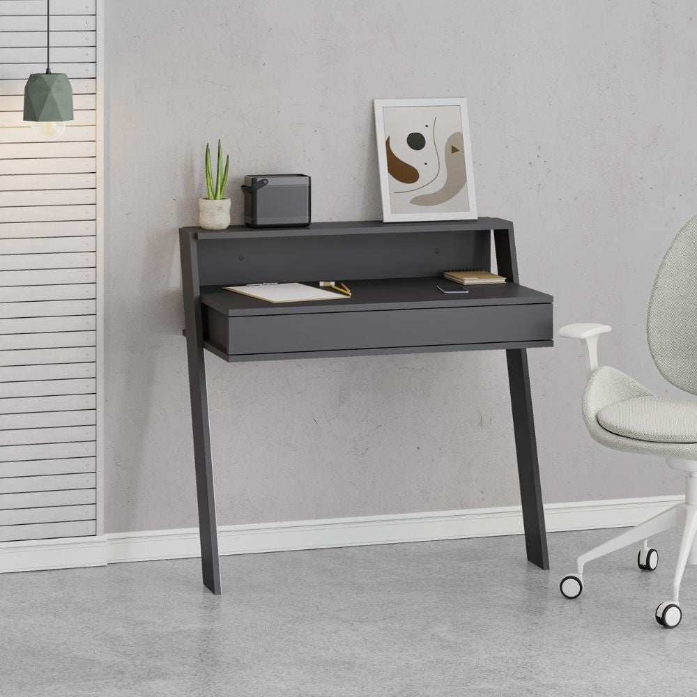 Bureau mural Cowork anthracite avec tiroir 94 cm.