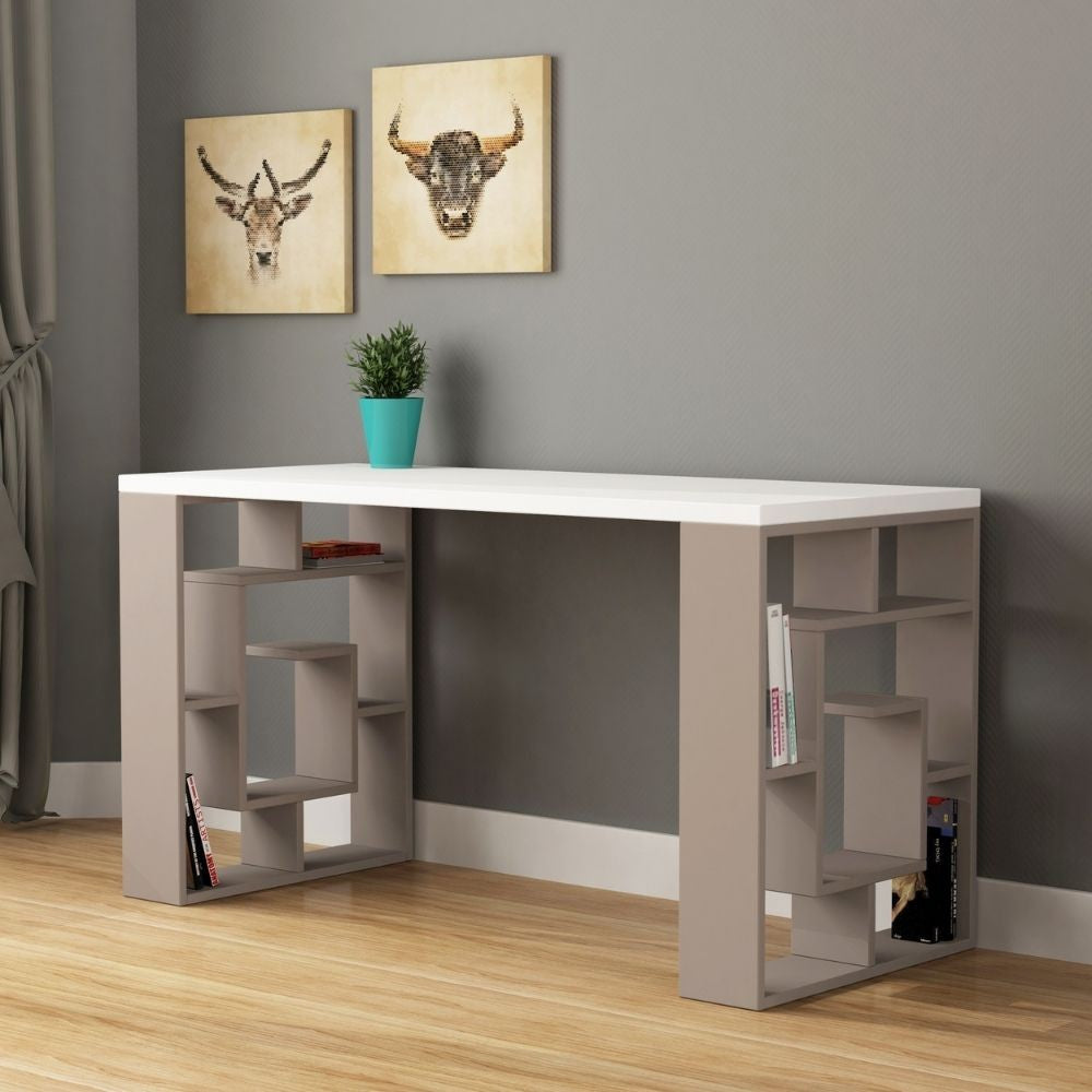 Bureau Labirent 140 blanc tourterelle